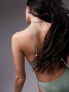 Фото #4 товара Topshop mix and match rib triangle bikini top in khaki