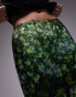 Фото #2 товара Topshop satin print wide leg pull on trouser in green