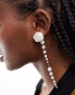 Фото #1 товара True Decadence pearl drop earrings with roses in white