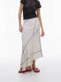 Фото #3 товара Topshop Panelled Disjointed Asymmetric Jersey Skirt in Cream