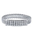 Silver-Tone Clear Crystal Rhinestone Slim Belt Bracelet