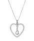 ფოტო #1 პროდუქტის Silver-Tone Clear Crystal Heart Teardrop Necklace