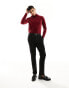 Фото #2 товара ASOS DESIGN muscle fit long sleeve t-shirt with turtle neck in burgundy velour