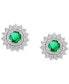 ფოტო #4 პროდუქტის Sapphire (5/8 ct. t.w.) & Diamond (1/5 ct. t.w.) Halo Stud Earrings in 14k White Gold (Also in Emerald)