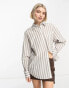 Фото #2 товара Weekday regular fit shirt in beige and off-white stripe