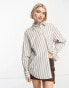 Weekday regular fit shirt in beige and off-white stripe