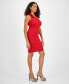 Фото #3 товара Women's Rosette-Trim One-Shoulder Ribbed Dress