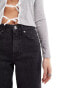 ONLY Juicy high waisted wide leg jeans in washed black