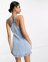 Фото #4 товара ASOS DESIGN denim pinny dress with button through in lightwash blue