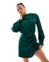 Фото #8 товара Abercrombie & Fitch long sleeve satin draped dress in green