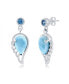 ფოტო #2 პროდუქტის Sterling Silver Larimar Angel Wing & Aqua CZ Earrings