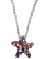 ფოტო #3 პროდუქტის EFFY® Multi-Sapphire Starfish 18" Pendant Necklace (2-7/8 ct. t.w.) in Sterling Silver