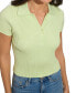 Фото #3 товара Women's Ribbed Short-Sleeve Polo Shirt