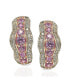 Фото #1 товара Pink Sapphire & Lab-Grown White Sapphire Curvy Frame Huggie Hoop Earrings in Sterling Silver by Suzy Levian