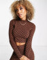 Фото #1 товара Fila retro long sleeve crop top in brown