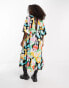 ASOS DESIGN chuck on smock midi dress in bright retro print