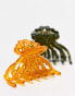 DesignB London pack of hair claws in green and yellow