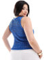 Фото #4 товара Noisy May Curve crochet vest in bright blue