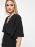 ASOS DESIGN Tall pleated blouson midi dress in black