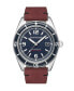 ფოტო #1 პროდუქტის Men's Fleuss Automatic Red Genuine Leather Strap Watch, 43mm