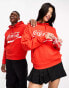 ASOS DESIGN unisex license oversized hoodie in red with Coca Cola Santa Christmas print