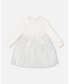 Toddler Girls Bi-Material Dress With Glittering Tulle Skirt Off White - Toddler|Child