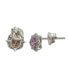 ფოტო #2 პროდუქტის Pink Sapphire & Lab-Grown White Sapphire Halo Stud Earrings in Sterling Silver by Suzy Levian