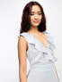 TFNC – Bridesmaid – Maxi-Brautjungfernkleid in Grau mit Rüschenbesatz