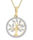 ფოტო #1 პროდუქტის Diamond Tree 20" Pendant Necklace (1/10 ct. t.w.) in 14k Yellow or Rose Gold, Created for Macy's