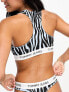 Фото #7 товара Tommy Hilfiger Heritage unlined bralette with logo waistband in zebra print