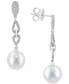ფოტო #1 პროდუქტის EFFY® Freshwater Pearl (9-1/2mm) & Diamond (1/3 ct. t.w.) Drop Earrings in 14k White Gold