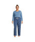 ფოტო #1 პროდუქტის Women's Plus Size Knit Pajama Set Long Sleeve T-Shirt and Pants
