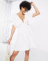 Фото #4 товара ASOS DESIGN Tall flutter sleeve mini beach dress in white