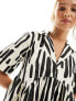 Фото #5 товара ASOS DESIGN smock mini shirt dress with revere collar mono abstract print