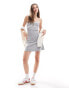 Фото #1 товара Miss Selfridge pointelle strappy lace detail mini dress in grey