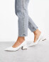 ASOS DESIGN Wide Fit Saint block mid heeled shoes in off white croc