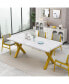 Фото #3 товара 70.87" Modern Square Dining Table With Printed Marble Tabletop+ X-Shaped Table Leg