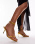 Фото #1 товара Topshop Wide Fit Fina barely there mid heeled sandals in gold