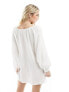 Фото #7 товара Esmee oversized tie detail smock beach mini dress in white