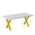 Фото #1 товара 70.87" Modern Square Dining Table With Printed Marble Tabletop+ X-Shaped Table Leg