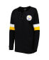 ფოტო #3 პროდუქტის Women's Black Pittsburgh Steelers Athletic Varsity Lace-Up Long Sleeve T-shirt