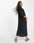 Фото #2 товара Monki tie sleeve smock midi dress in black