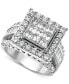 ფოტო #1 პროდუქტის Diamond Princess Halo Cluster Engagement Ring (3 ct. t.w.) in 14k White Gold