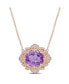 ფოტო #1 პროდუქტის Amethyst (4 ct. t.w.) and Diamond (1/5 ct. t.w.) Floral Vintage Necklace in 14k Rose Gold