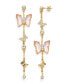 ფოტო #2 პროდუქტის Faux Stone Butterfly Linear Mismatch Earrings