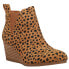 TOMS Kelsey Leopard Pull On Wedge Booties Womens Brown Casual Boots 10018915