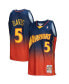 Фото #2 товара Men's Baron Davis Navy, Orange Golden State Warriors 2006/07 Hardwood Classics Fadeaway Swingman Player Jersey