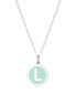 Фото #28 товара Auburn Jewelry mini Initial Pendant Necklace in Sterling Silver and Mint Enamel, 16" + 2" Extender
