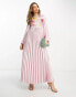 Фото #2 товара ASOS DESIGN satin maxi pleated dress with embroidery in pink