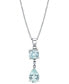 ფოტო #1 პროდუქტის Aquamarine (2-7/8 ct. t.w.) & Diamond Accent Double Drop 18" Pendant Necklace in Sterling Silver